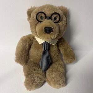 Vintage 1987 Heartline Teddy Bear Plush Glasses Tie Scholarly
